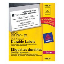 Étiquettes durables blanches TrueBlock™ 8-1/8 x 5" (100)