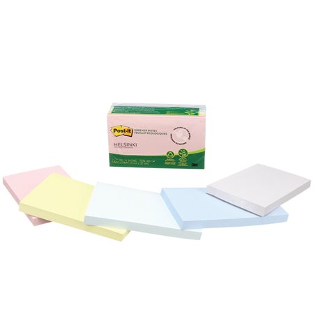 Feuillets plus écologiques Post-it® - collection doux soupçons 3 x 5 po bloc de 100 feuillets (pqt 5)