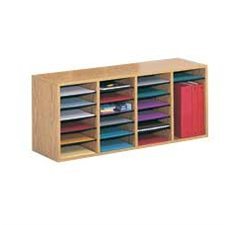 Wood Mailroom Organizer 24 compartments, 39-1 / 4 x 11-3 / 4 x 16-1 / 4 in. H oak