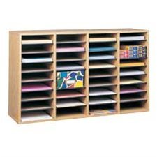 Wood Mailroom Organizer 36 compartments. 39-1 / 4 x 11-3 / 4 x 24 in. H oak