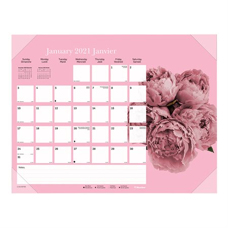 Calendrier sous-main mensuel marguerite rose (2025)