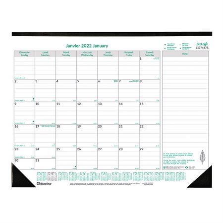 EcoLogix® Monthly Desk Pad Calendar (2025) Bilingual