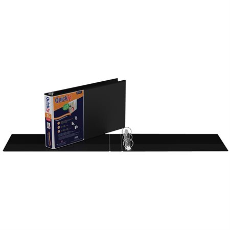 Deluxe QuickFit®  Heavy-Duty Spreadsheet &  Legal Presentation Binder Landscape format, round rings 1-1 / 2 in. - black