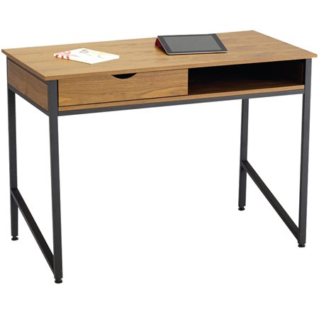 SINGLE DRAWER METAL LEG DESK black base