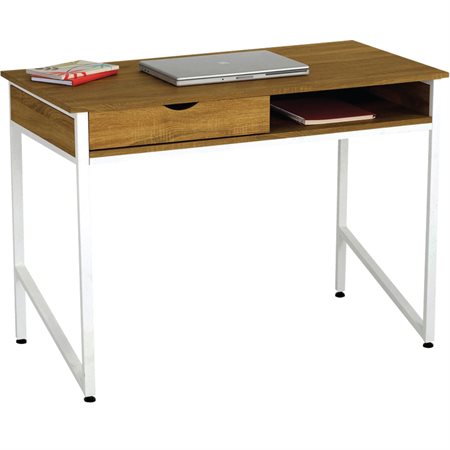 SINGLE DRAWER METAL LEG DESK white base