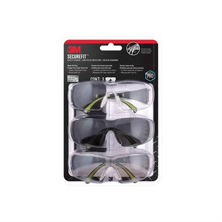 SAFETY GLASSES SECURE FIT 3 / PK @3