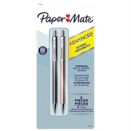 Paper Mate Advanced Mechanical Pencils 0.7 mm gun metal grey and rose gold.