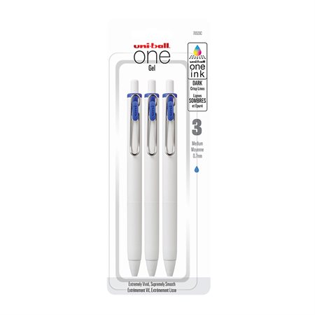 One stylos gel rétractable Paquet de 3 encre bleue