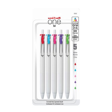 One stylos gel rétractable Paquet de 5 couleurs assorties