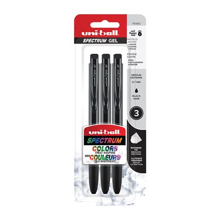 Stylo gel rétractable Spectrum Paquet de 3 noir