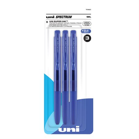 Stylo gel rétractable Spectrum Paquet de 3 bleu