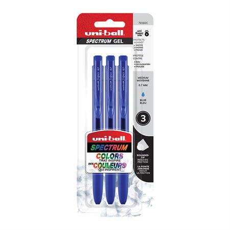 Stylo gel rétractable Spectrum Paquet de 3 bleu