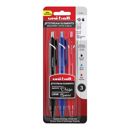 Stylos à bille Jetstream Elements Paquet de 3 couleurs variées