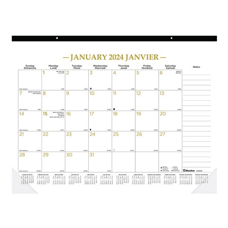 Gold Lines Monthly Desk Pad Calendar (2025)