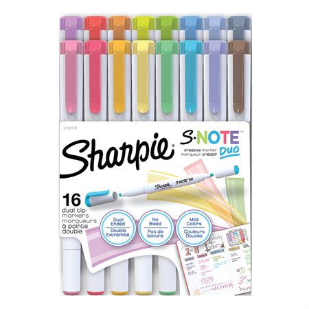 Marqueurs S-Note double pointe Sharpie paquet de 16