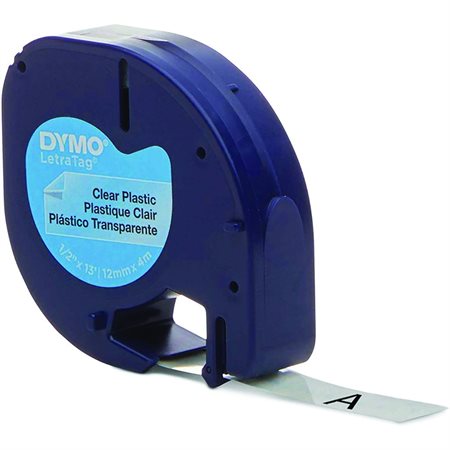 Dymo Compatible Label Tape Premium Tape Plastic black on clear label