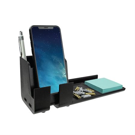 Organisateur de bureau avec support de téléphone USB noir