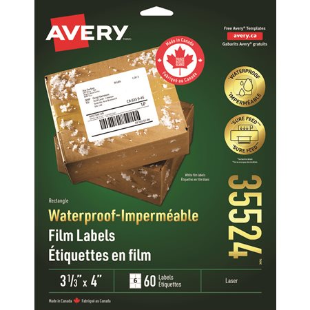 Étiquettes de film imperméables rectangulaires