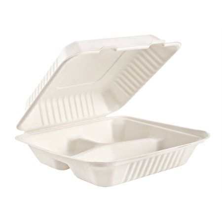 Compostable Food Containers 9” x 7” - 3 compartments