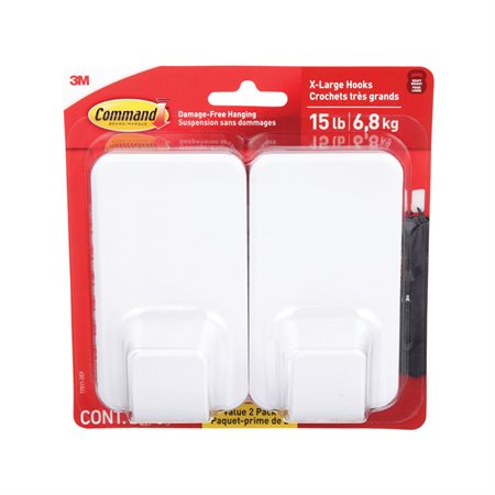 Crochets adhésifs Command™ 2 crochets extra-grands et 6 bandes adhésives supporte 15 lb - blanc