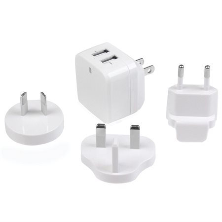 Chargeur de voyage polyvalent 2 ports Blanc