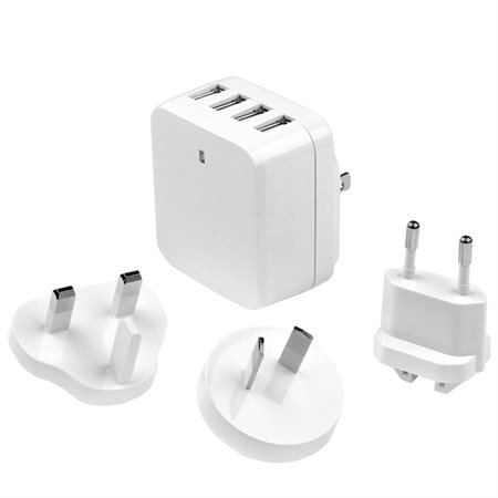 Chargeur de voyage polyvalent 4 ports blanc