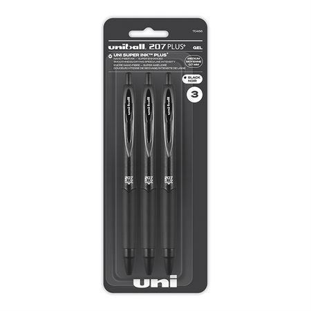 207 Plus Retractable Rollerball Pen Pack of 3 black