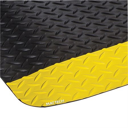 Tapis anti-fatigue Industrial Deck Plate 24 x 36 po. noir avec bordure jaune