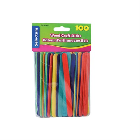 Craft wood sticks assorted colours