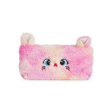 Cat Face Plush Pencil Case