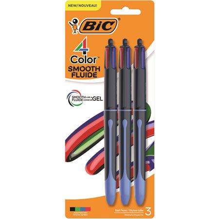 Stylo-bille rétractable à encre fluide 4 couleurs
