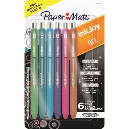 Stylos rétractables à encre gel InkJoy de Paper Mate paquet de 6