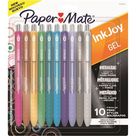 Stylos rétractables à encre gel InkJoy de Paper Mate paquet de 10