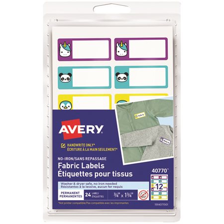 Avery® No-Iron Fabric Name Labels cute animal border