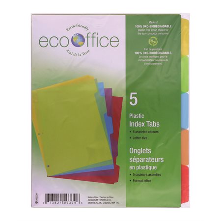 Intercalaires en poly assortis paquet de 5