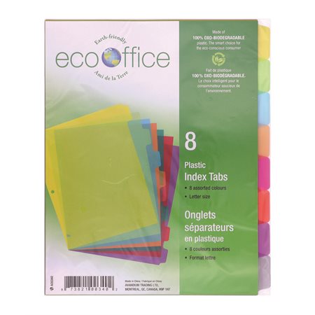 Intercalaires en poly assortis paquet de 8