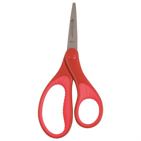 Ciseaux ronds à poignées souples rouge