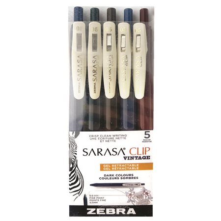 Stylos à encre gel rétractables Zebra Sarasa Clip couleurs foncées