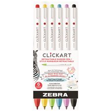Zebra ClickArt Water Based Markers package of 6