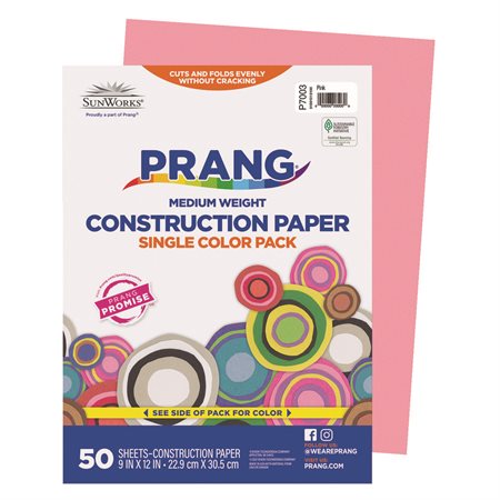 Construction Paper 9 x 12 in (package of 50) pink
