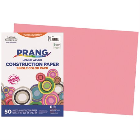 Papier de construction 12 x 18 po (paquet de 25) rose