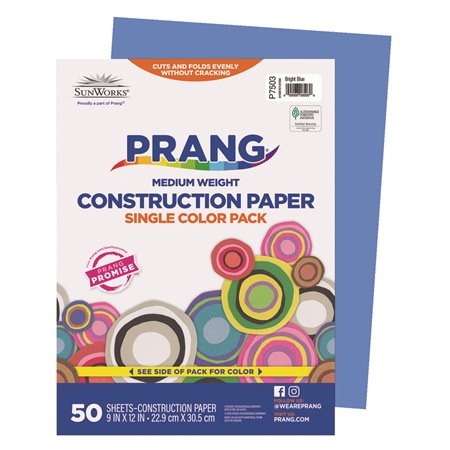 Construction Paper 9 x 12 in (package of 50) bright blue