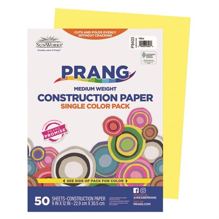 Construction Paper 9 x 12 in (package of 50) yellow