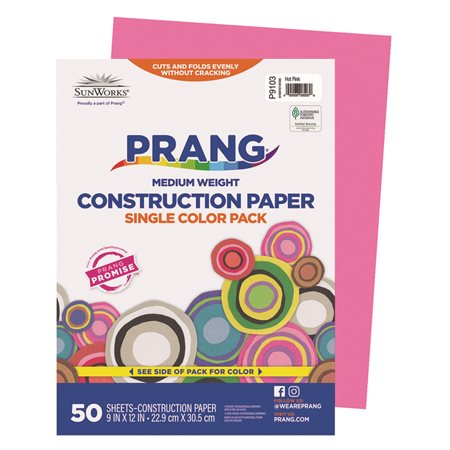 Construction Paper 9 x 12 in (package of 50) pink