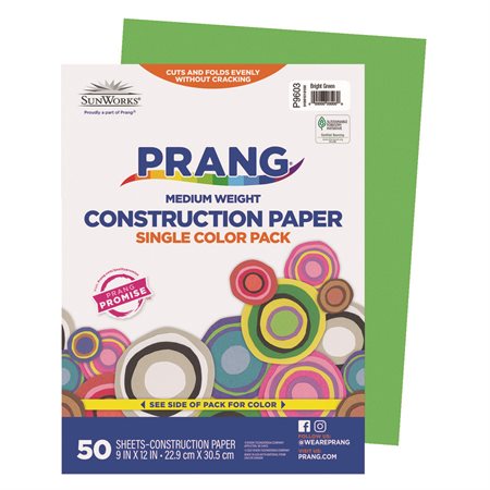 Construction Paper 9 x 12 in (package of 50) bright green