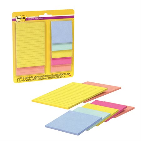 Feuillets super collants Post-it® assortis