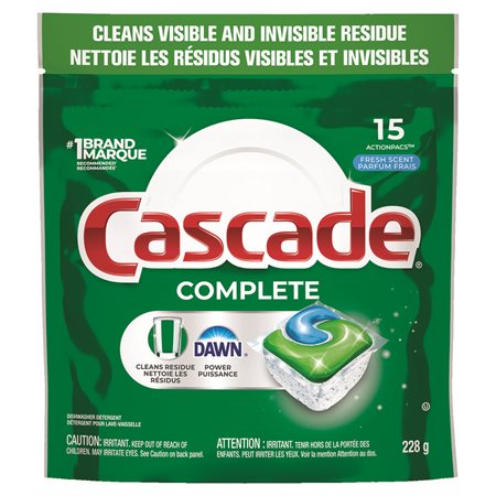 Cascade Complete Action Pacs détergent pour lave-vaisselle paquet de 15