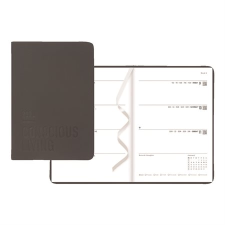 Agenda hebdomadaire 2026 noir