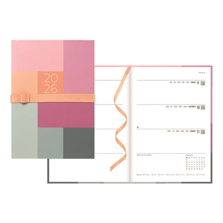 Agenda hebdomadaire 2026 rose