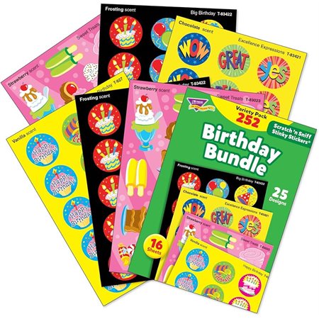 Autocollants à gratter et à sentir « Stinky » - Assortiment pour anniversaire